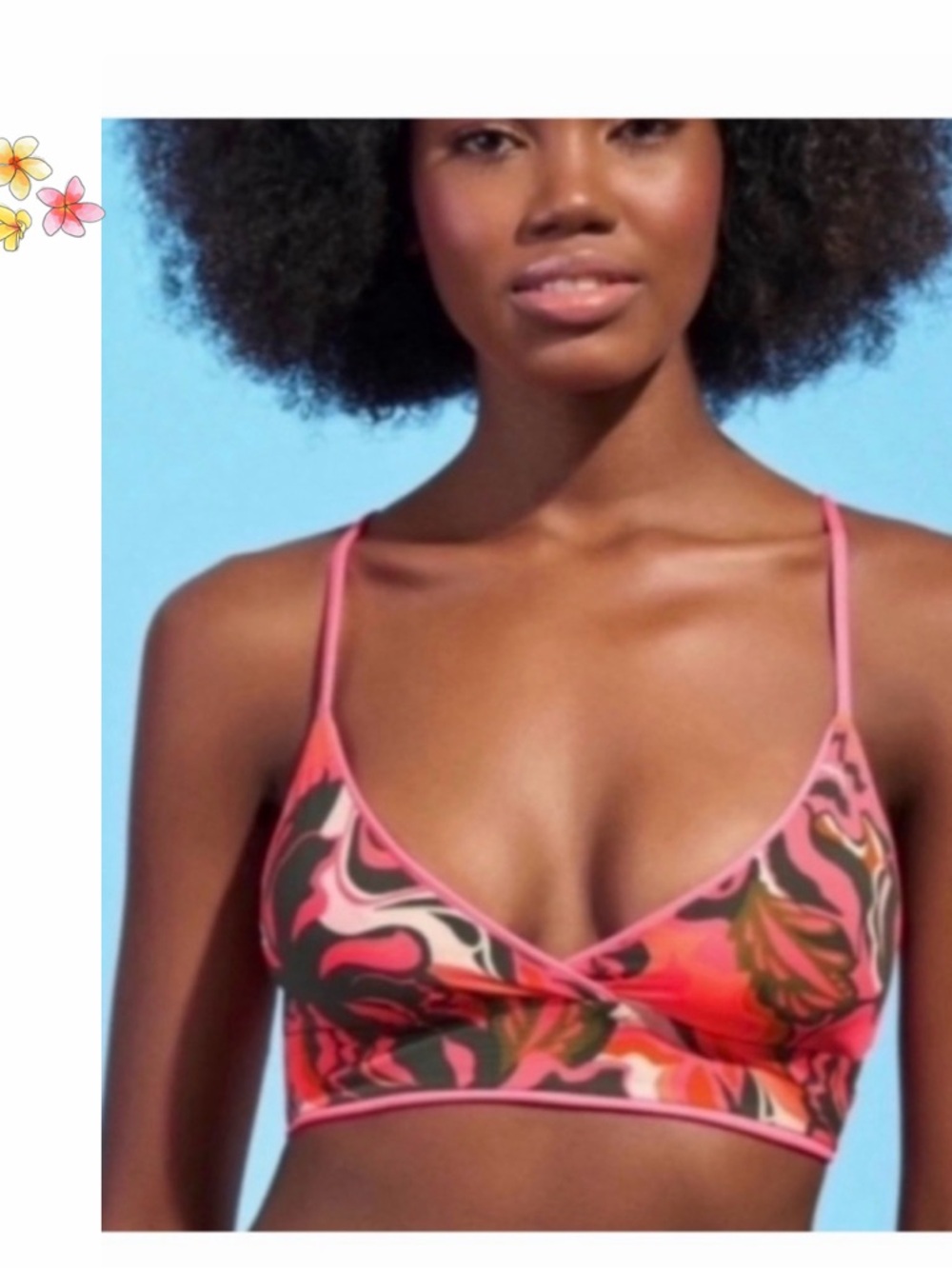 (TOP) Maaji Coral Lava Reversible Bikini Top.